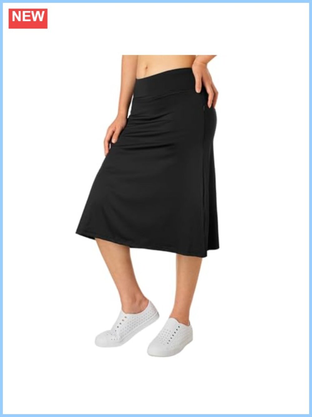 Women's Midi Knee Length Skirts with Zipper Pockets, Athletic Skorts for